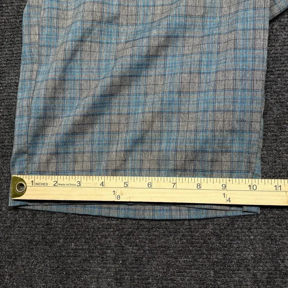 IZOD Golf Shorts Mens 33 Gray Teal Blue Plaid Check Straight Stretch Performance